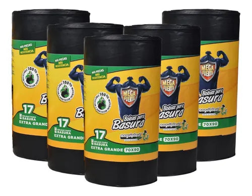 Bolsa negra ecológica para basura 70x90 Rollo Anguiplast