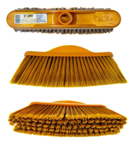 Escoba Golden Mediana cerdas suaves con bastón de madera