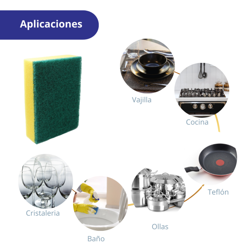 Fibra Verde Con esponja Económica C/2 Pz